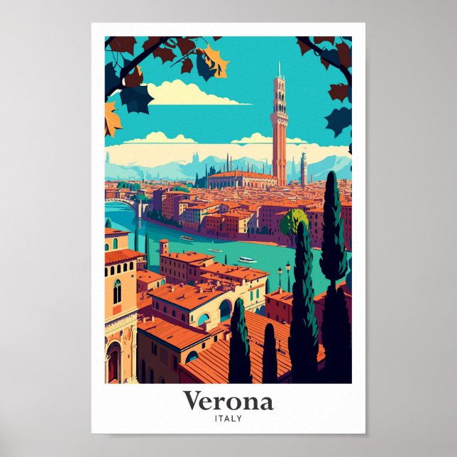 Poster Ilustração de arte Viagem da Verona Itália (Frente)