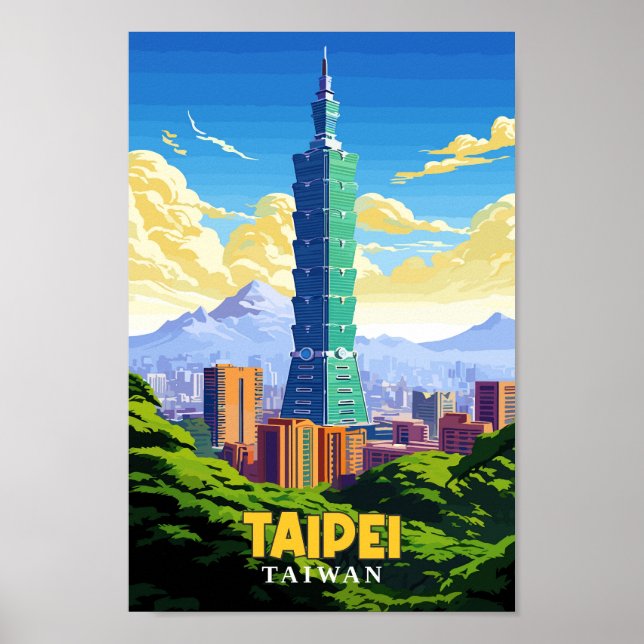 Poster Ilustração de arte Viagem de Taiwan em Taipei (Frente)