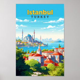 Poster Ilustração de arte Viagem em Istambul na Turquia