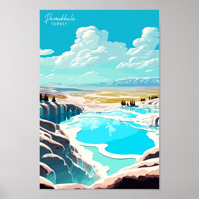 Poster Ilustração de arte Viagem Pamukkale Turkey (Frente)