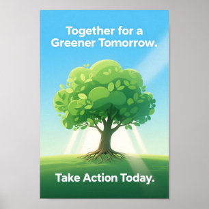 Poster Ilustração de Árvore de Consciência Ecológica Terr