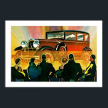 Poster Ilustração de Automóvel Art Deco<br><div class="desc">Vintage Art Deco — ilustração de propaganda automobilística em cores vivas.</div>