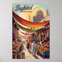 Ilustração de Bagdá Iraque Viagem Arte Vintage