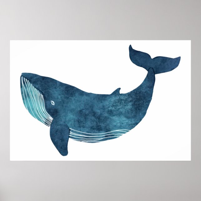 Poster Ilustração de Baleia Azul (Frente)
