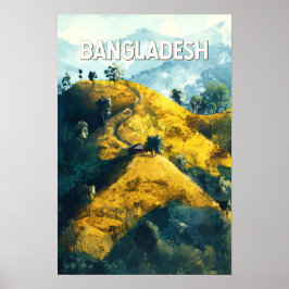 Poster Ilustração de Bangladesh Viagem Arte Vintage