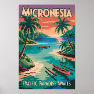 Poster Ilustração de Barcos da Micronésia Arte de Viagem