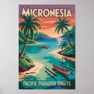 Poster Ilustração de Barcos da Micronésia Arte de Viagem