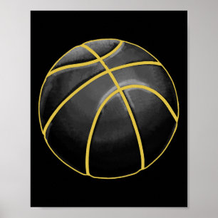 Poster Ilustração de basquete Black Dourado Ball Design S
