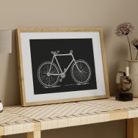 Ilustração de Bicicleta Vintage em Preto e Branco