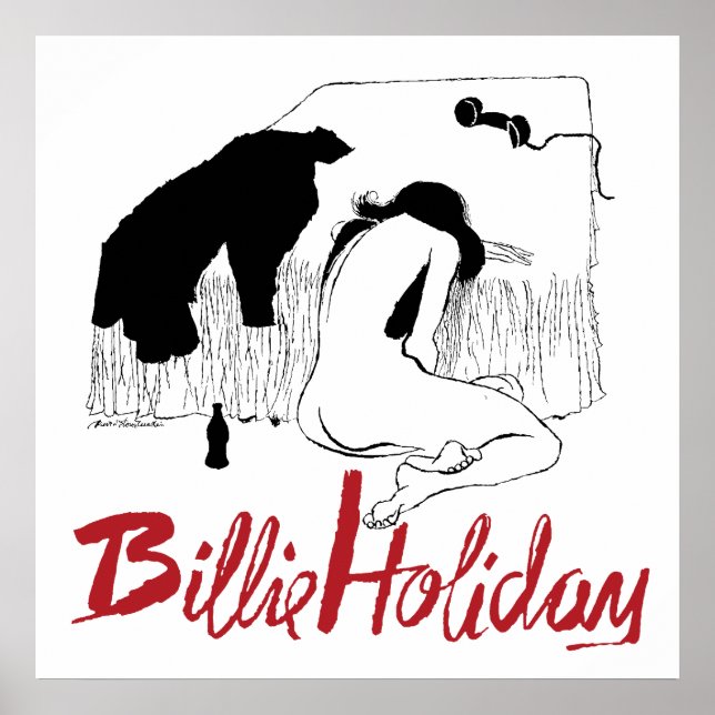 Poster Ilustração de Billie Holiday Vintage Jazz (Frente)