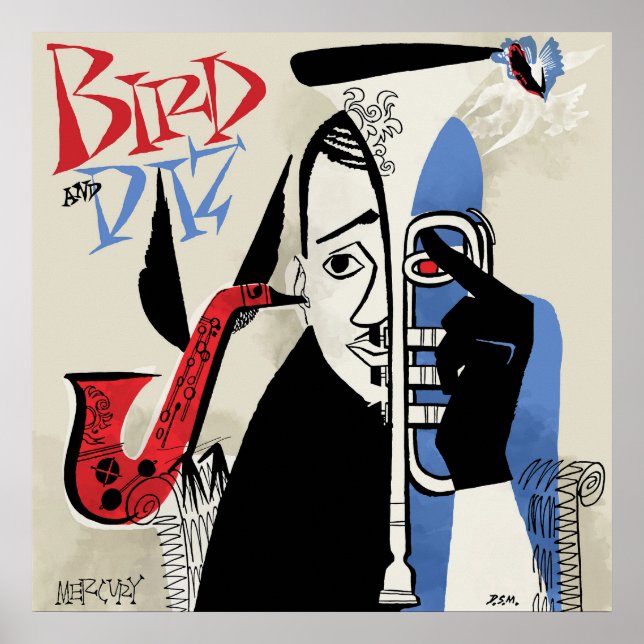 Poster Ilustração de Bird & Diz Vintage Jazz (Frente)