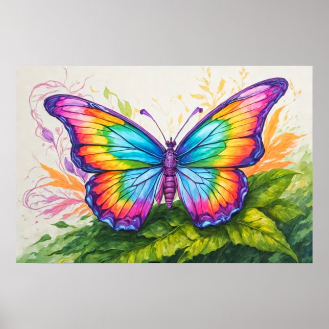 Poster Ilustração de Borboleta Fofo à Toa (Frente)