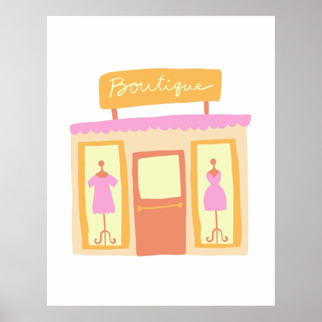 Poster Ilustração de Boutique de Roupas de Moda (Frente)