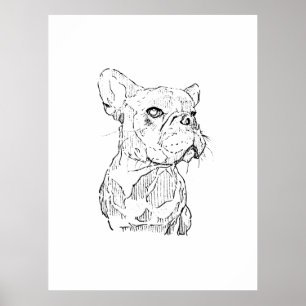Poster Ilustração de Bulldog Francês, Personalizada