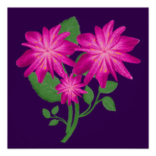 Pôster Ilustração de Buquê Floral Rosa Desenhado à Mão