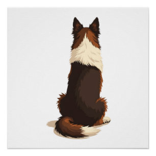 Pôster Ilustração de cachorro Border Collie vintage por t