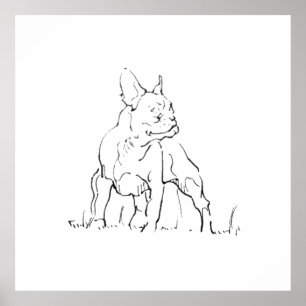 Poster Ilustração de Cachorro Bulldog Francês - Mãe de Ca