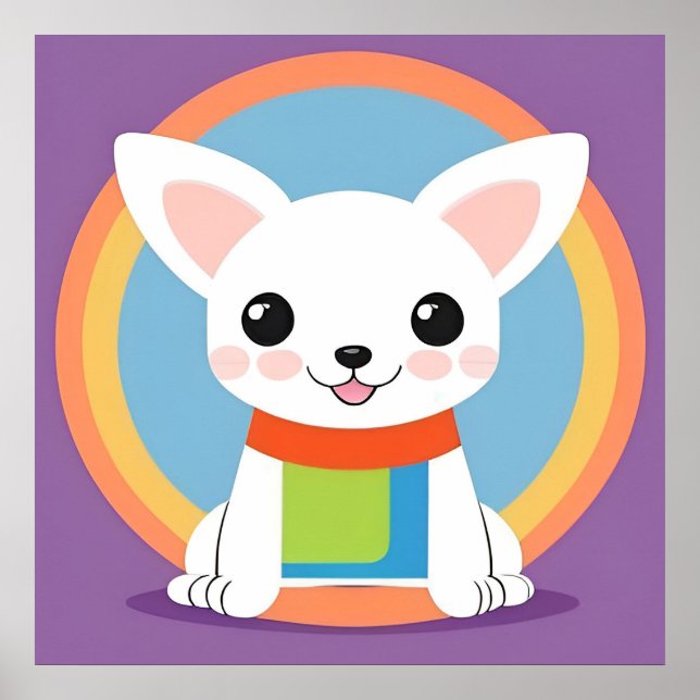 Poster Ilustração de cachorro de desenho animado fofo (Frente)