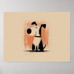 Poster Ilustração de Cachorro Fofo – Arte Minimalista de