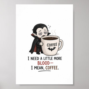 Poster Ilustração de Café de Vampiro Engraçado de Hallowe