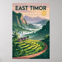Ilustração de Campos do Timor-Leste Viagem Arte Vi