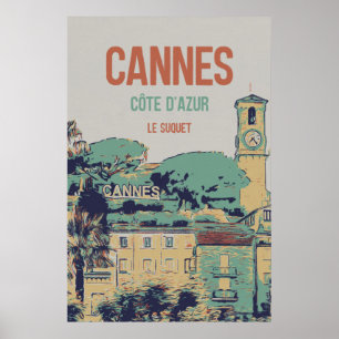 Poster Ilustração de Cannes Côte d'Azur Le Suquet France 