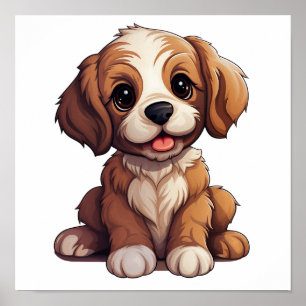 Poster Ilustração de cão de desenho animado
