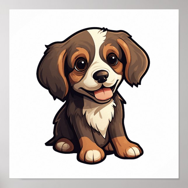 Poster Ilustração de cão de desenho animado (Frente)