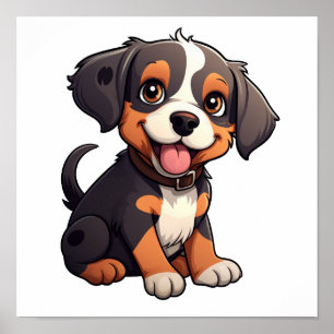 Poster Ilustração de cão de desenho animado