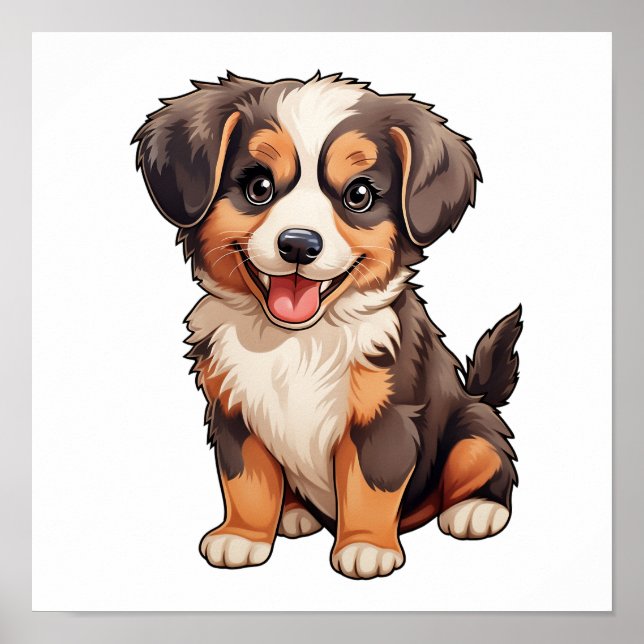 Poster Ilustração de cão de desenho animado (Frente)