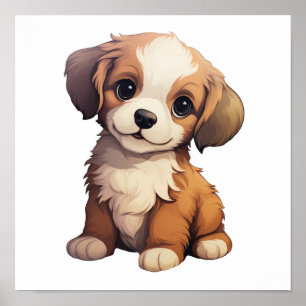 Poster Ilustração de cão de desenho animado