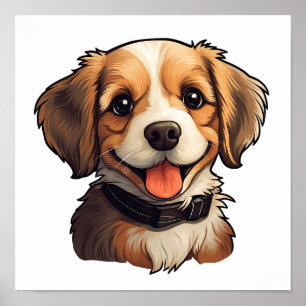 Poster Ilustração de cão de desenho animado