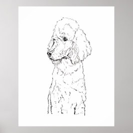 Poster Ilustração de Cão Poodle Padrão - Arte em Tinta