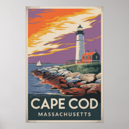 Poster Ilustração de Cape Cod Massachusetts Arte de Viage