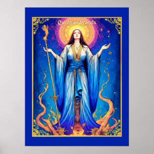 Poster Ilustração de Carta de Tarot, Rainha de Varinhas