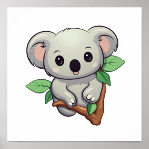 Poster Ilustração de cartoon koala
