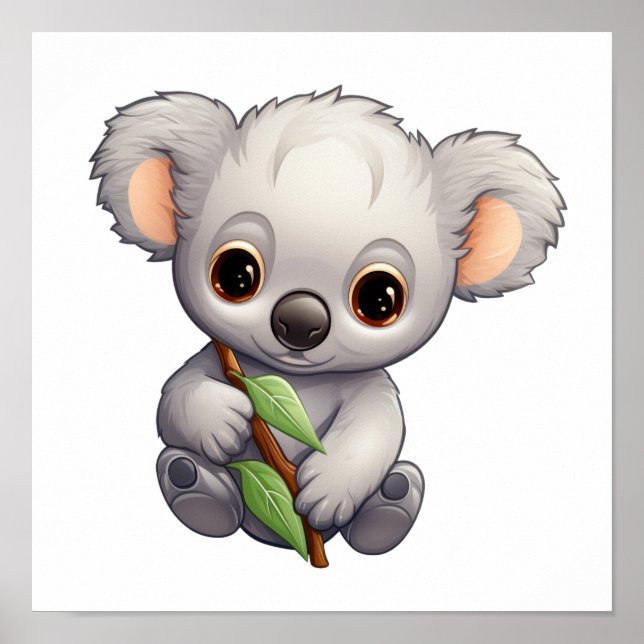 Poster Ilustração de cartoon koala (Frente)