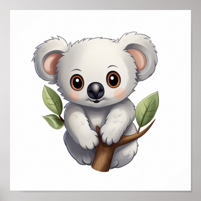 Poster Ilustração de cartoon koala (Frente)