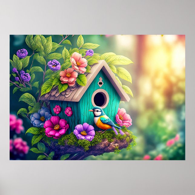 Poster Ilustração de Casa de Pássaros para Observadores d (Frente)