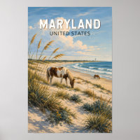 Ilustração de Cavalo de Maryland Viagem Arte Vinta