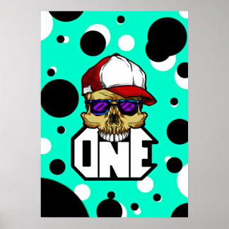Poster Ilustração de Caveira Urbana em Arte Pop