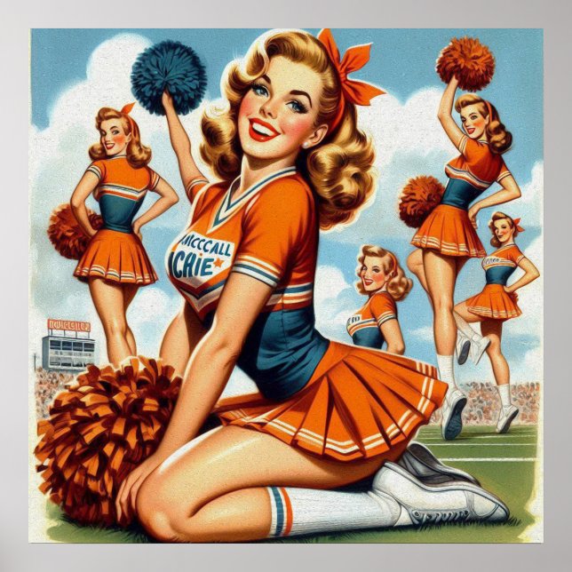 Poster Ilustração de Cheerleaderes Vintage (Frente)