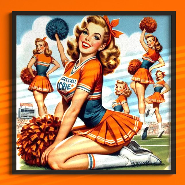 Poster Ilustração de Cheerleaderes Vintage (Criador carregado)