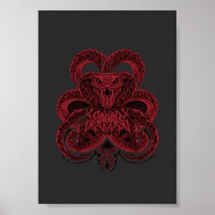 Poster Ilustração de Cobra Vermelha Art Déco