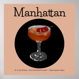 Poster Ilustração de Cocktail Manhattan