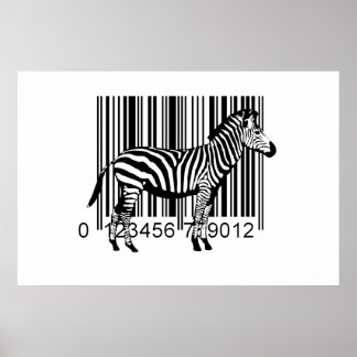 Pôster Ilustração de Código de Barras Zebra