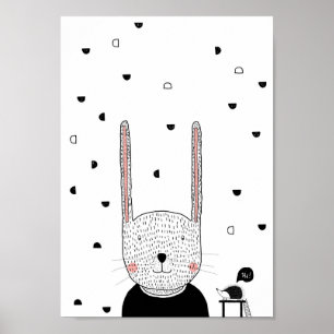 Pôster Ilustração de Coelho, Arte de Parede para Quarto d