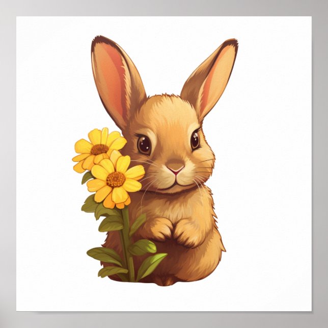 Poster Ilustração de coelho de desenho animado (Frente)