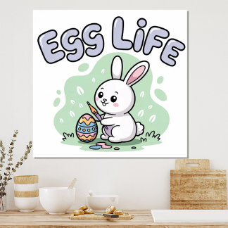 Poster Ilustração de Coelho de Páscoa Fofa Kawaii Ovo de