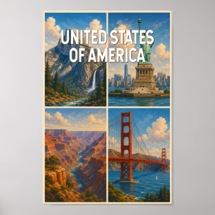 Poster Ilustração de colagem dos Estados Unidos Arte de V